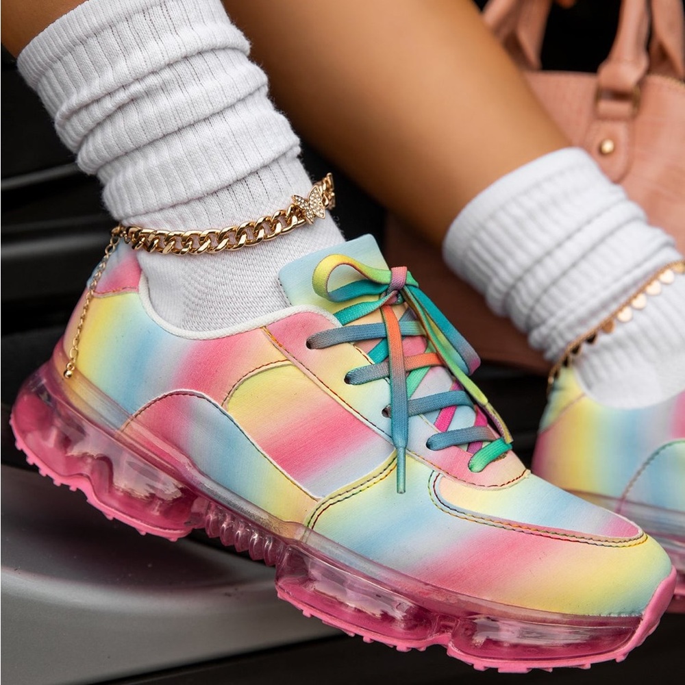 Rainbow Cozy Sneakers AirCushion LaceUp Sneakers